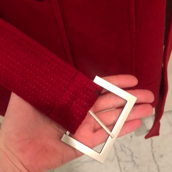 Kenneth Cole Red Wool coat with Belt - Picture 4 of 7